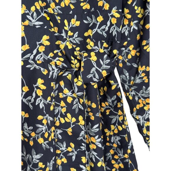 NWT CAARA DARK FLORAL WRAP DRESS CAREER WORK ESSENTIAL URBAN BLACK  LARGE - Picture 6 of 8